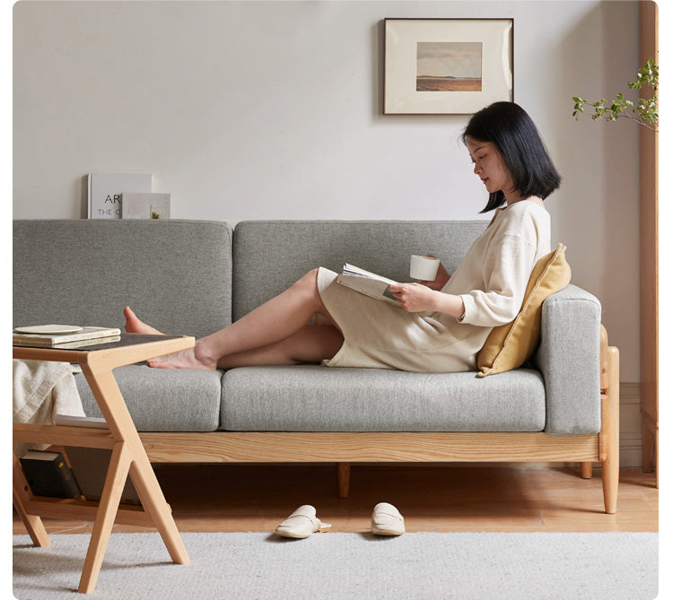 Ash Solid Wood Fabric Sofa.