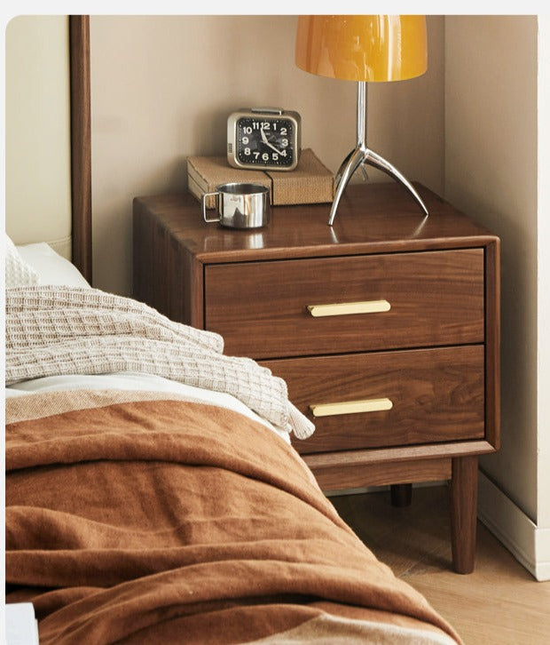 Black Walnut Solid Wood Nightstand.