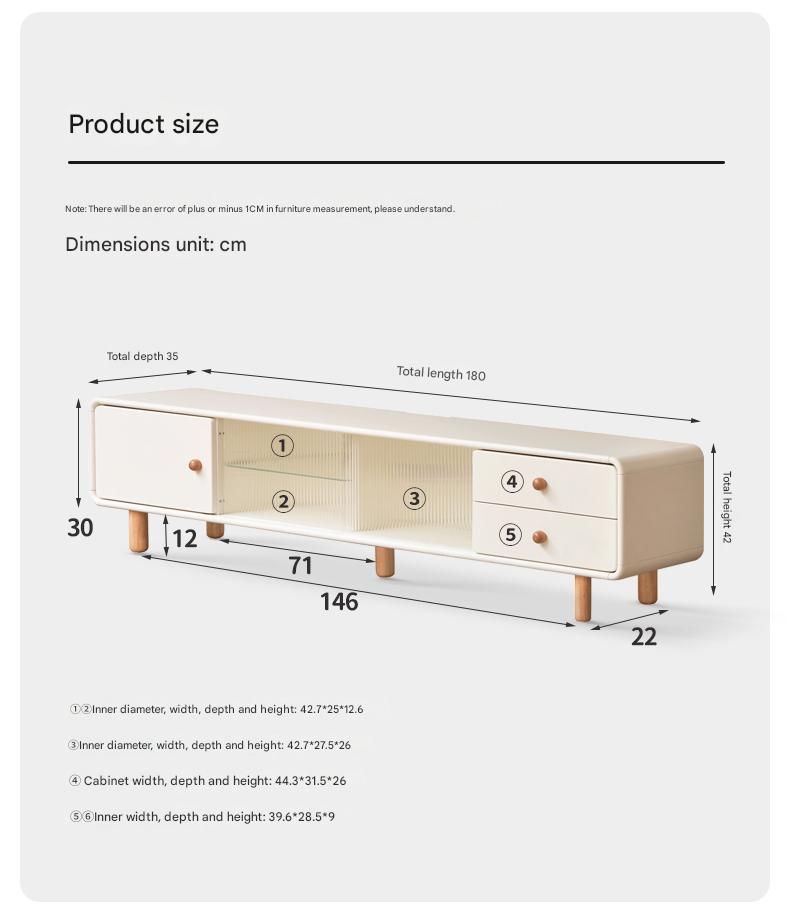 Solid Rubberwood White Floor TV Cabinet.