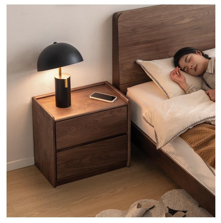 Poplar Solid Wood Italian Light Luxury Nightstand.