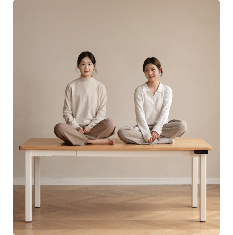 Oak Solid Wood Electric Elevating Dual Motor Office Desk