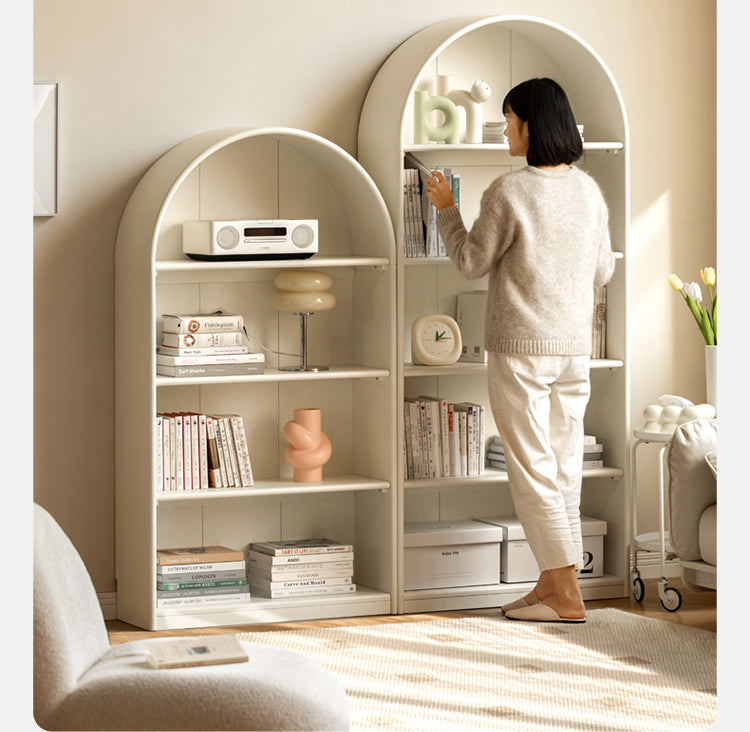 Poplar Solid Wood Arch Side Cabinet Bookshelf