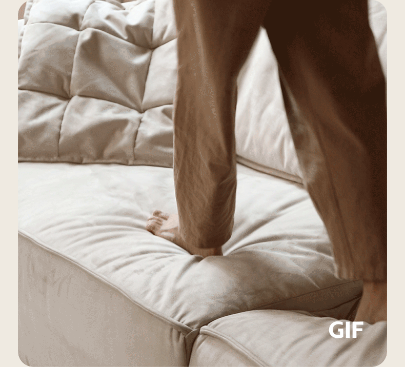 Fabric Modern Tofu Block Elephant Ear Down Sofa.
