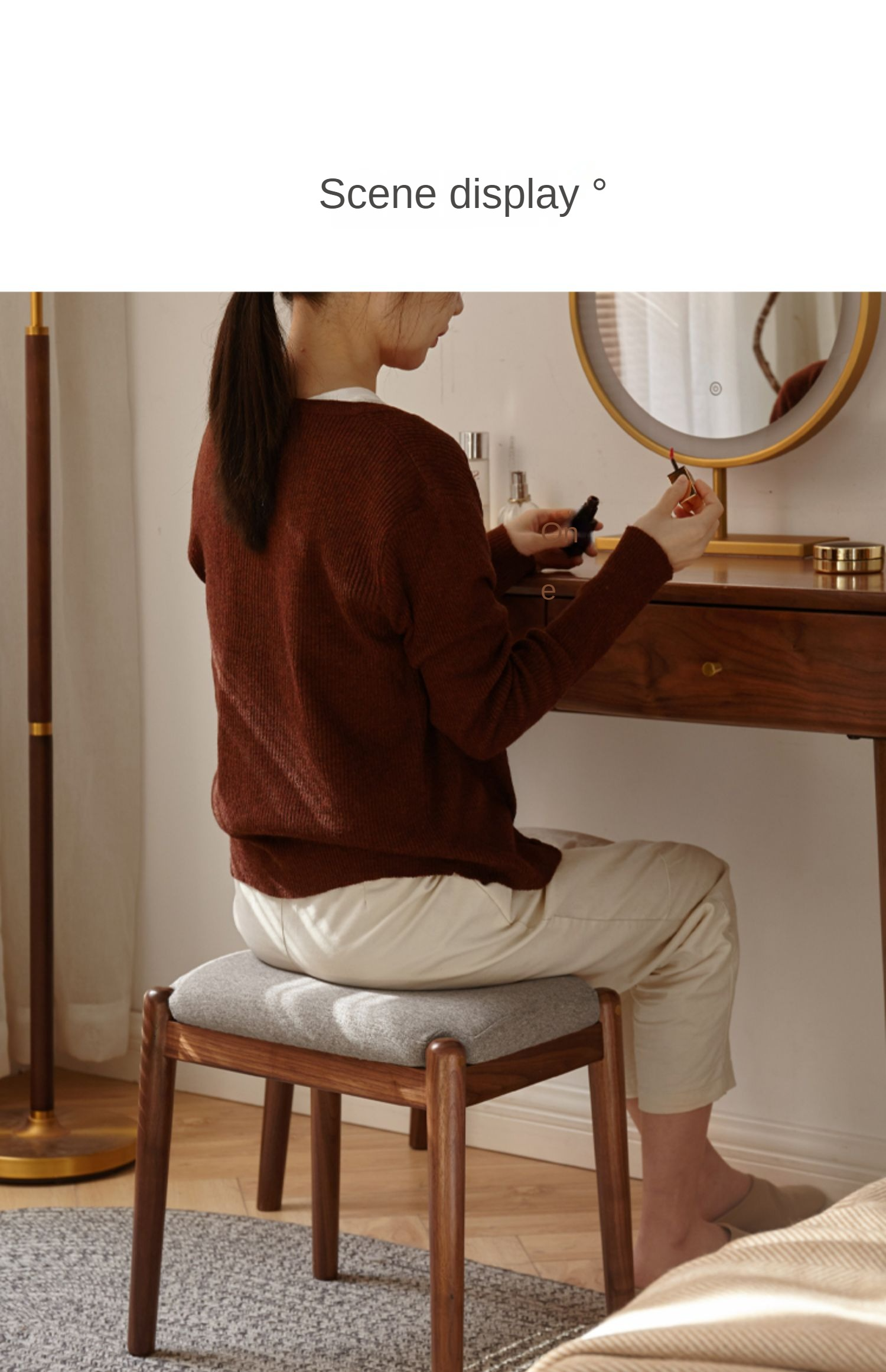 Black Walnut Solid Wood Square Makeup Stool