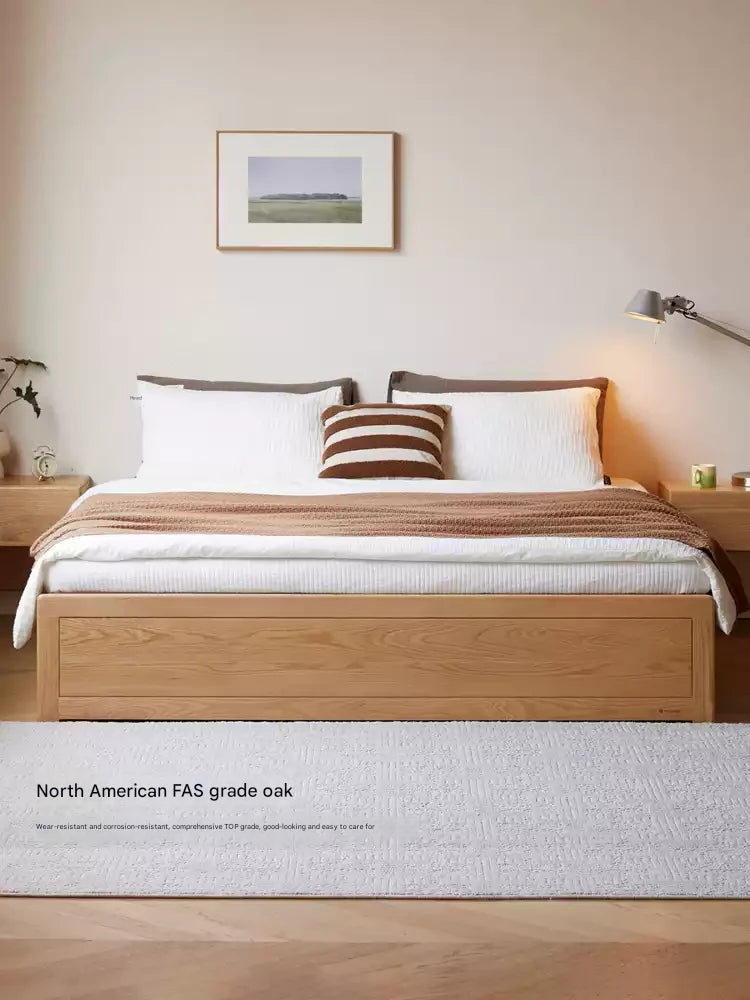 Oak solid wood platform bed, headboard-free Box bed