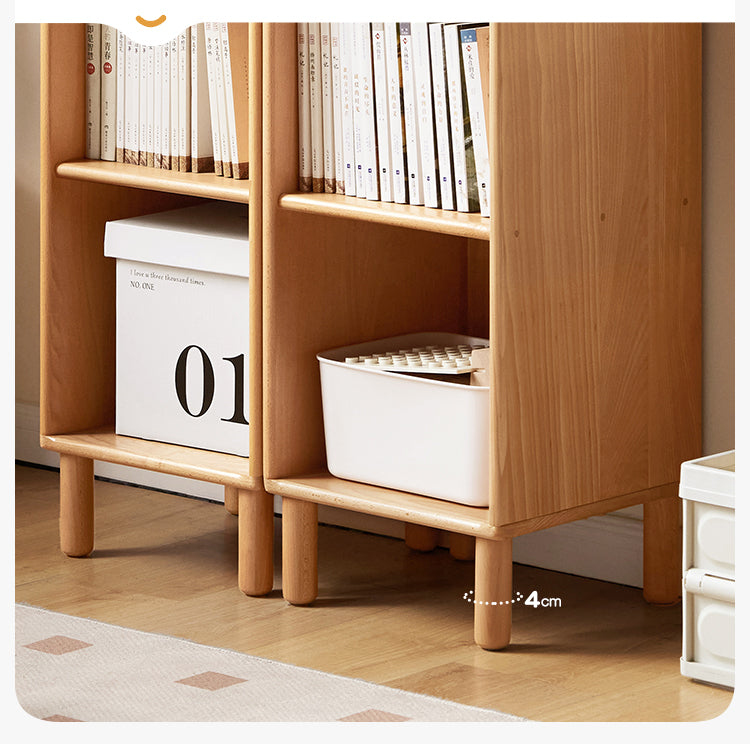 Beech Solid Wood Small Bookshelf Side Cabinet