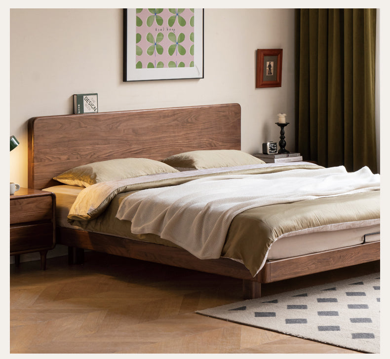 Black Walnut, Oak Solid Wood Floating Bed