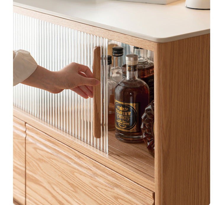 Oak Solid Wood Partition Multi functional Storage Cabinet