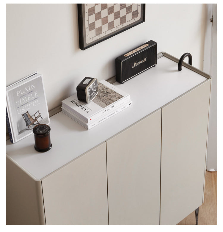 Light luxury Slab top Ash solid wood shoe cabinet"