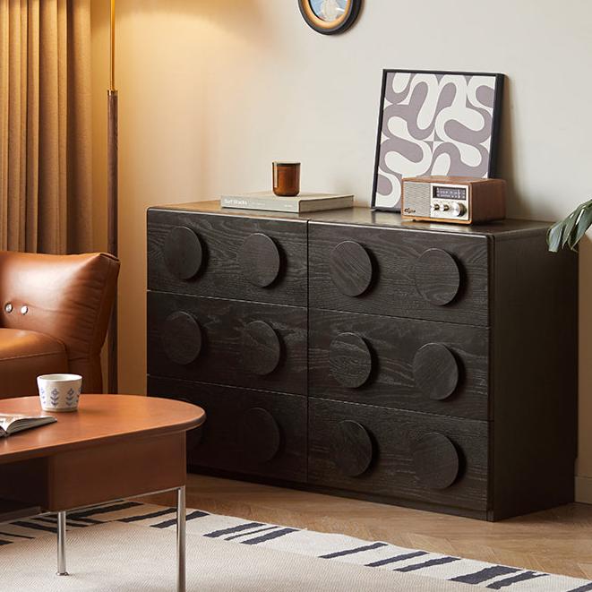 Oak Solid Wood Chest of Drawers Retro Black