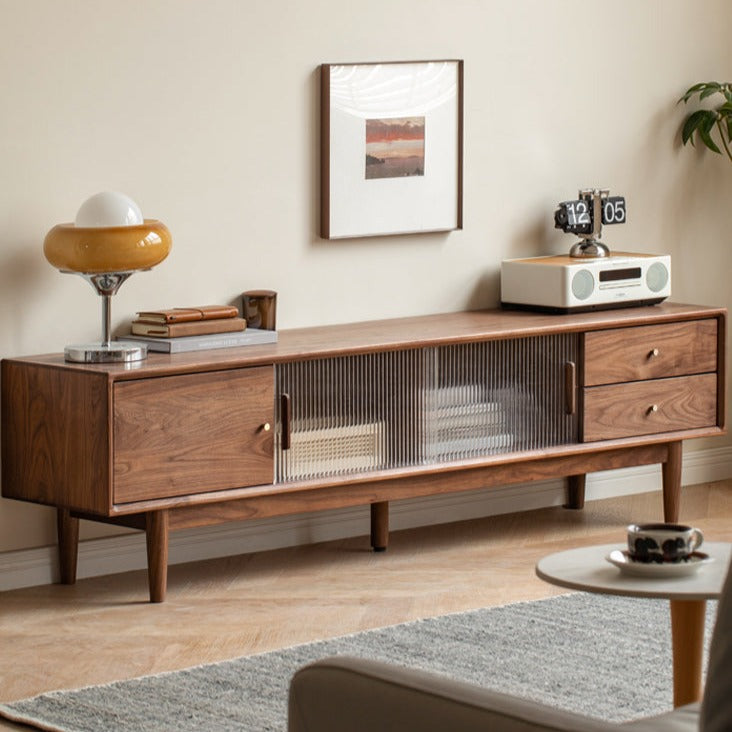 Black Walnut, Teak solid wood TV Cabinet.