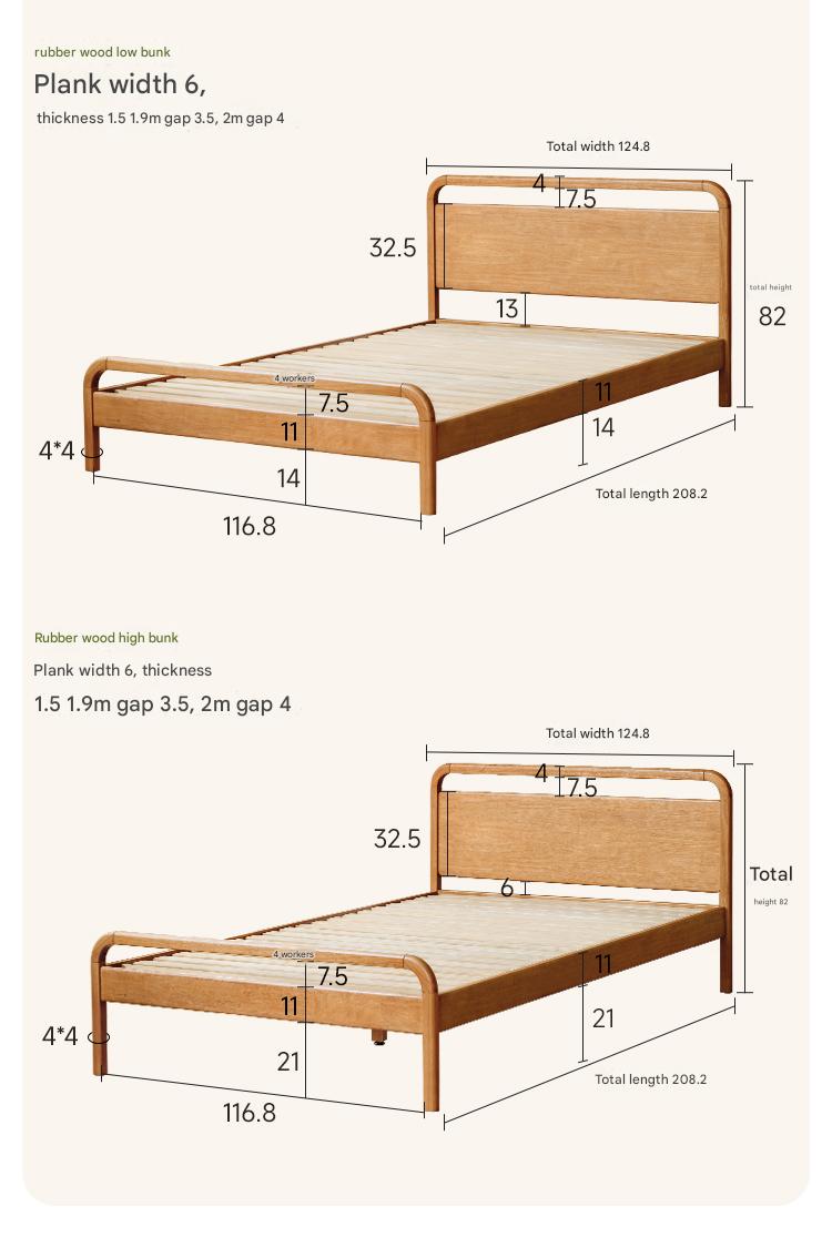 Beech solid wood kids bed