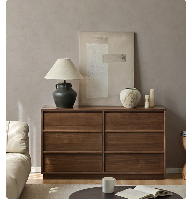 Black Walnut, Poplar Solid Wood Drawer Cabinet