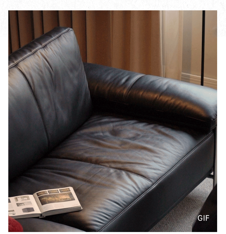 Leather Italian First Layer Yellow Cowhide Straight Sofa.