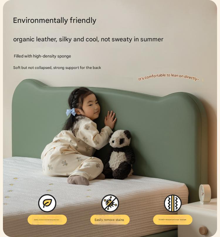 Organic Leather Children's Modern Simple Single Bed