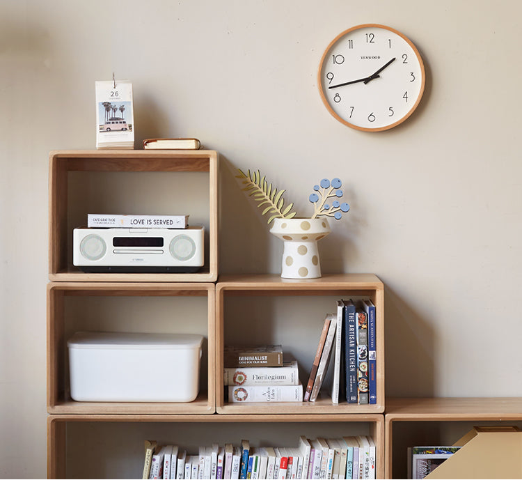 Black Walnut, Oak Solid Wood Small Combination Bookcase.