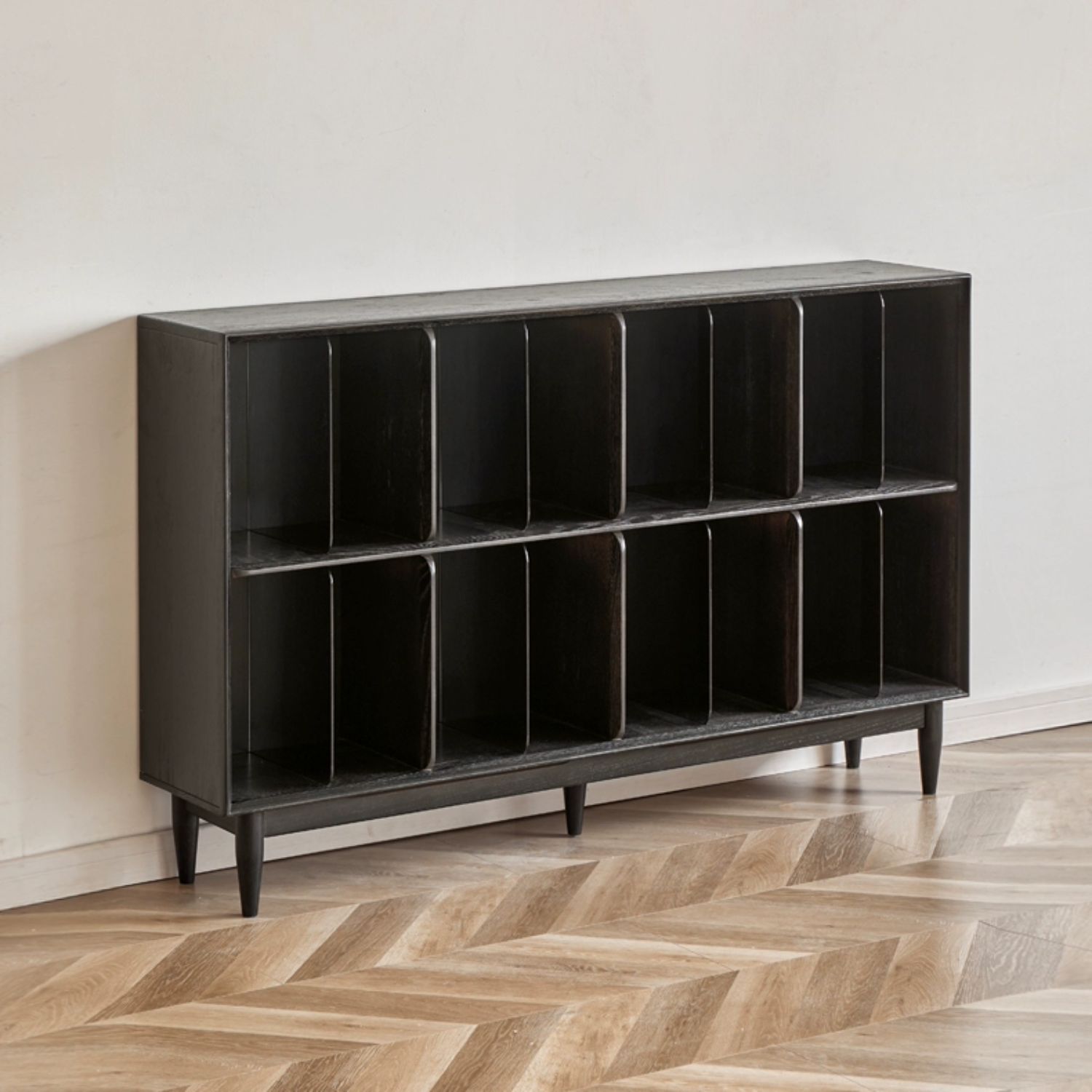 Oak, Ash Solid Wood Black Modern Bookcase