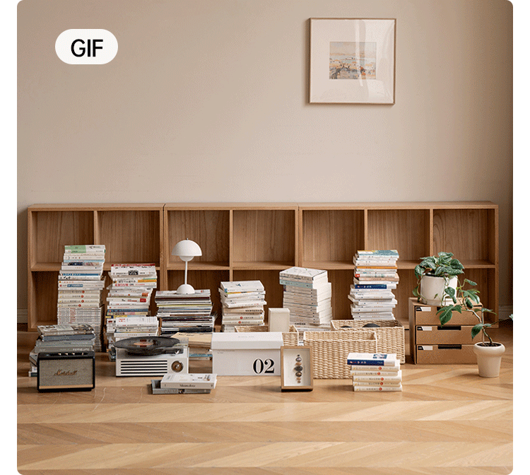Oak Solid Wood Bookshelf Free Combination Floor-to-ceiling Lattice Cabinet