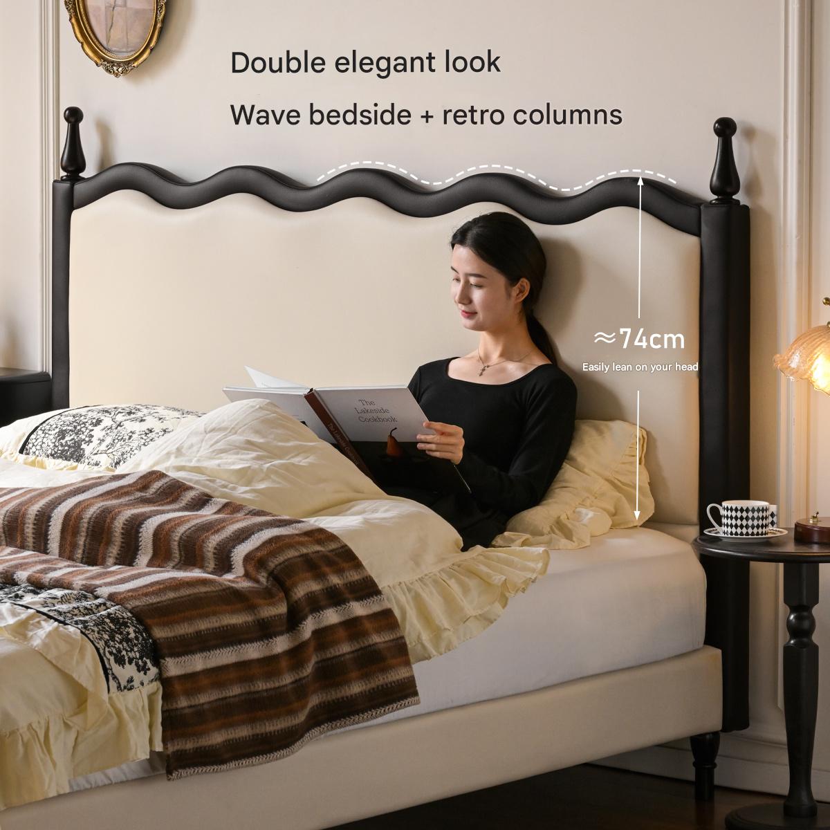 Eco Cloud Leather Soft Covered Wave Ripple Bed