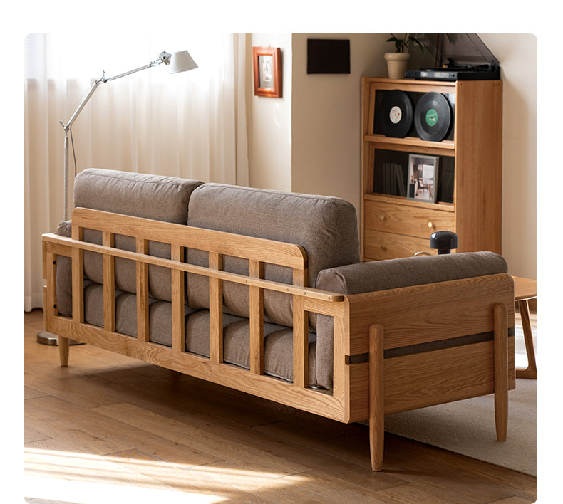 Oak Solid Wood Sofa Modern High Back.
