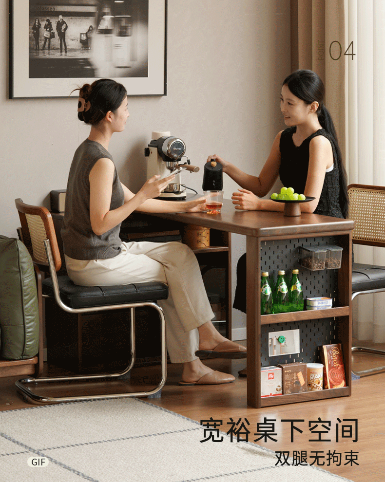 Black Walnut, Oak Solid Wood Italian Light Luxury Corner Office Desk