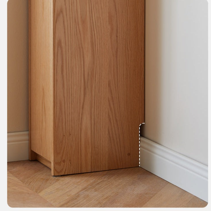 Oak, Rubber Solid Wood Ultra Narrow Bookcase