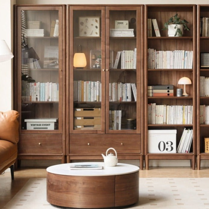 Black Walnut, Oak, Ash Solid Wood Bookcase Whole Wall Free Combination Bookshelf