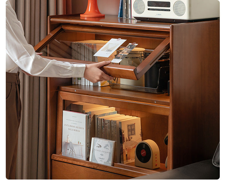 Poplar Solid Wood French Retro Side Cabinet