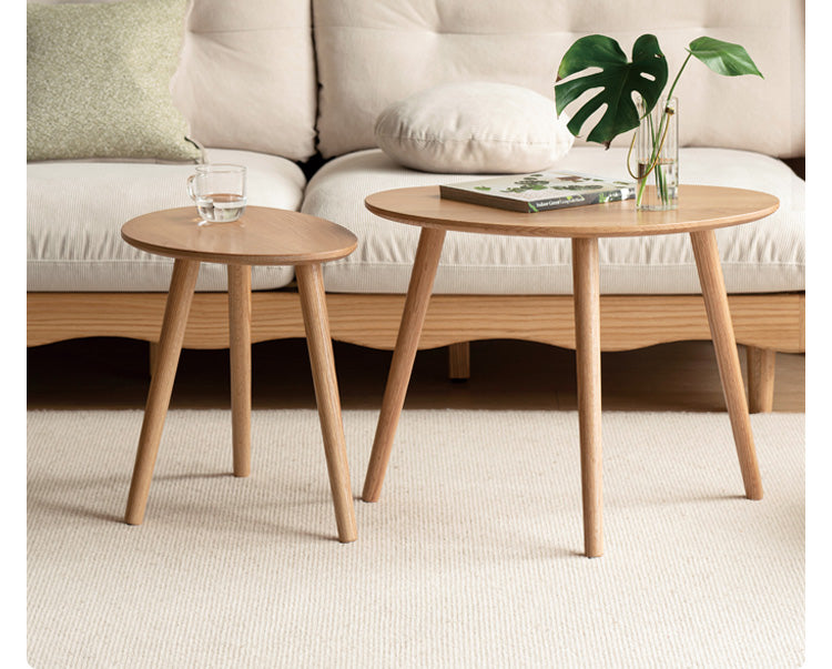 Solid Rubberwood, Oak Solid Wood Small Nordic Side Table