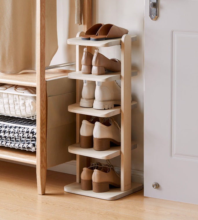 Beech, Solid Rubber Wood Narrow Shoe Rack