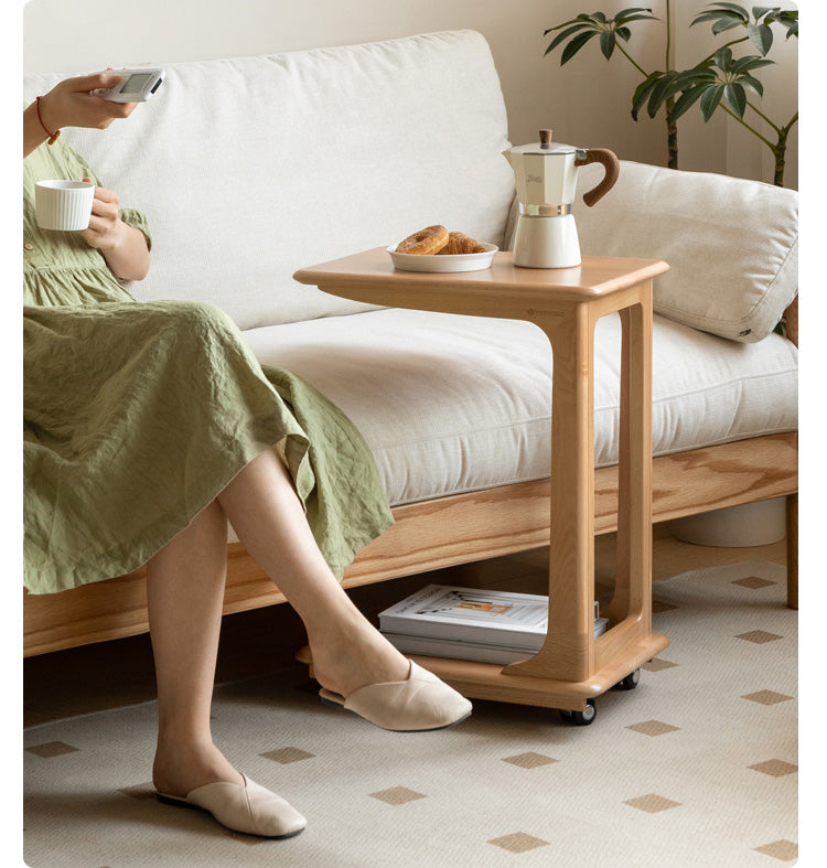 Cherry, Beech, Black Walnut, Solid Rubberwood Chic C-Shaped Side Table
