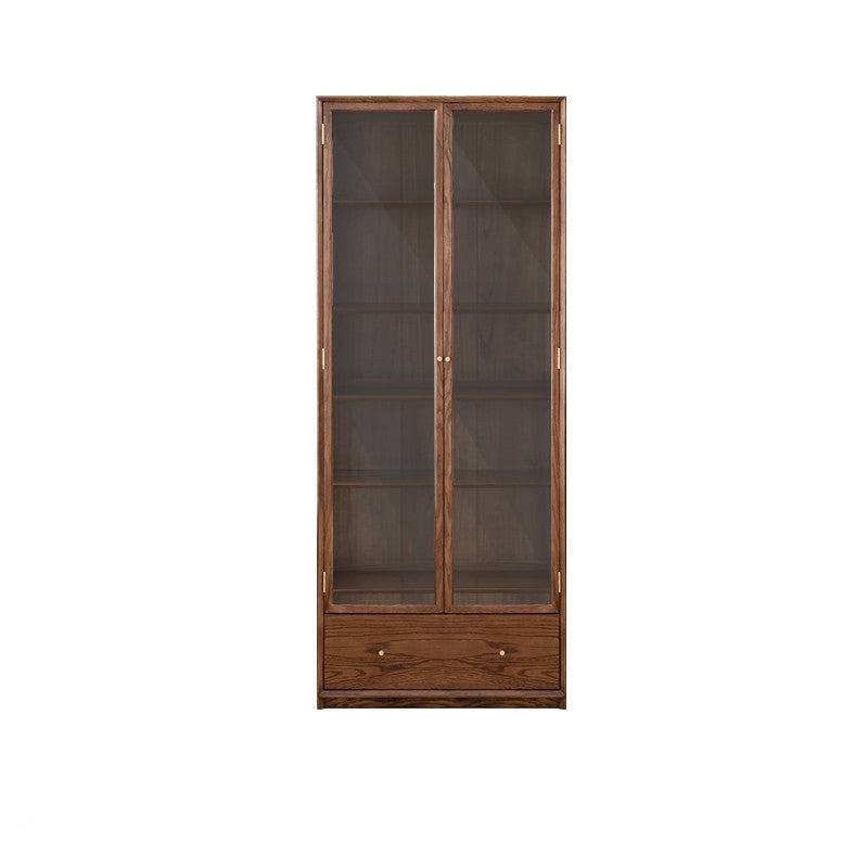 Oak, Ash Solid Wood Modular Bookcase with Glass Doors