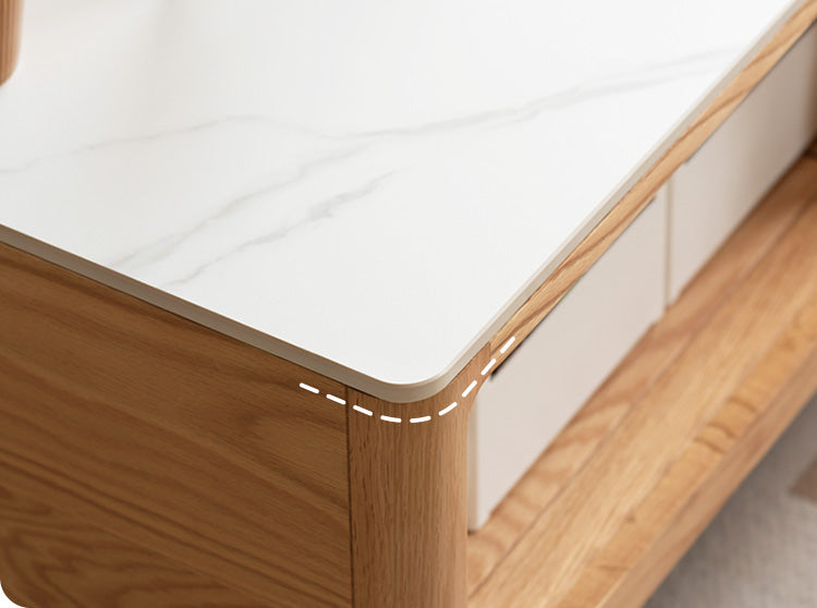 Oak, Solid Rubberwood Coffee Table Rock Slabs