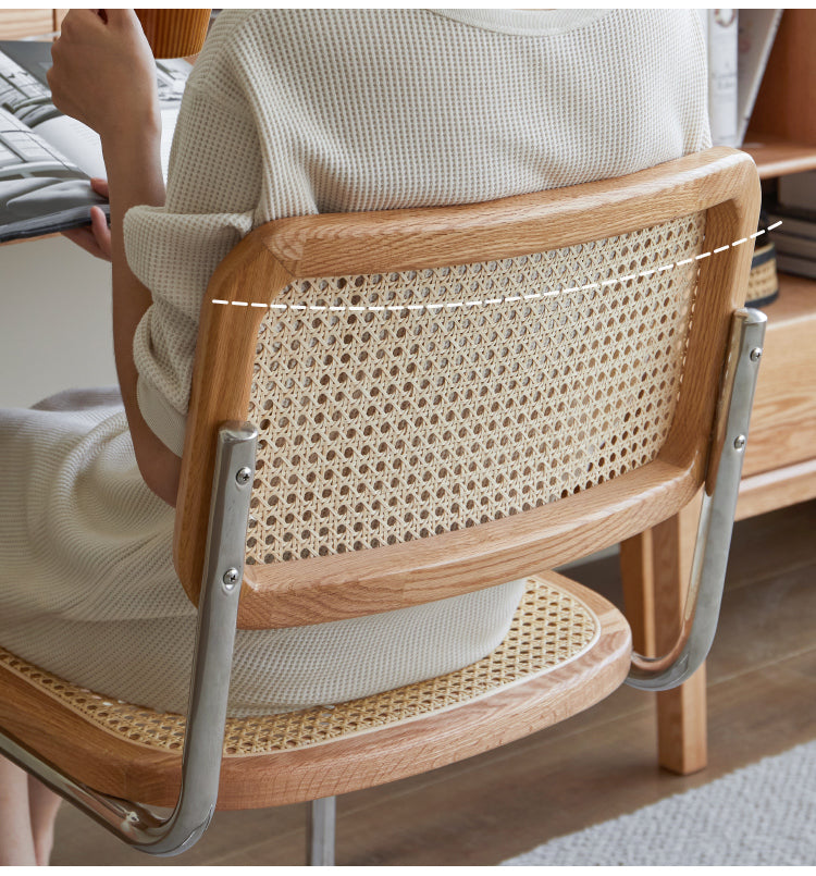 Oak Solid Wood Rattan Suspended Chair Set of 4pcs