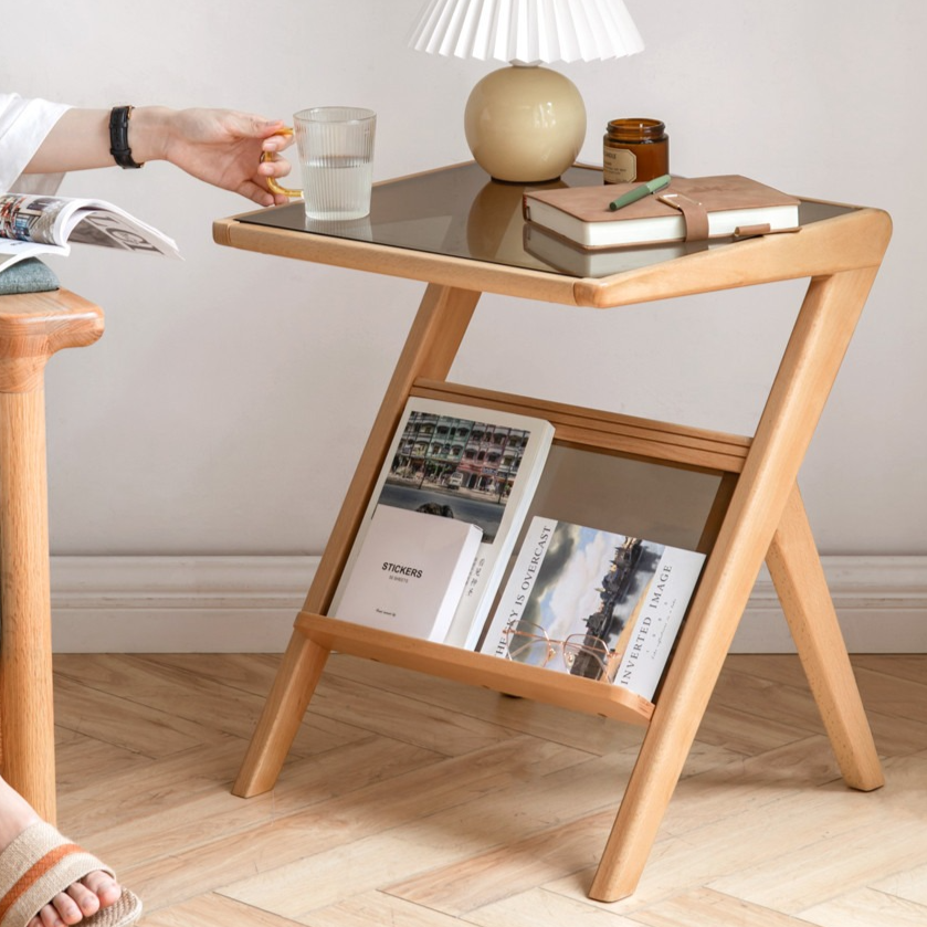 Beech Solid wood side glass creative corner)