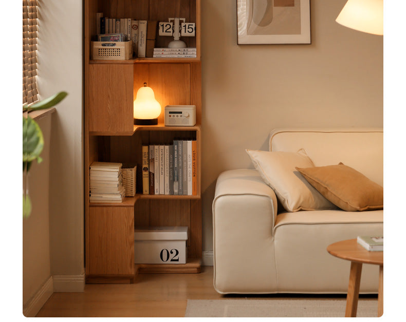 Oak Solid Wood Corner Bookcase