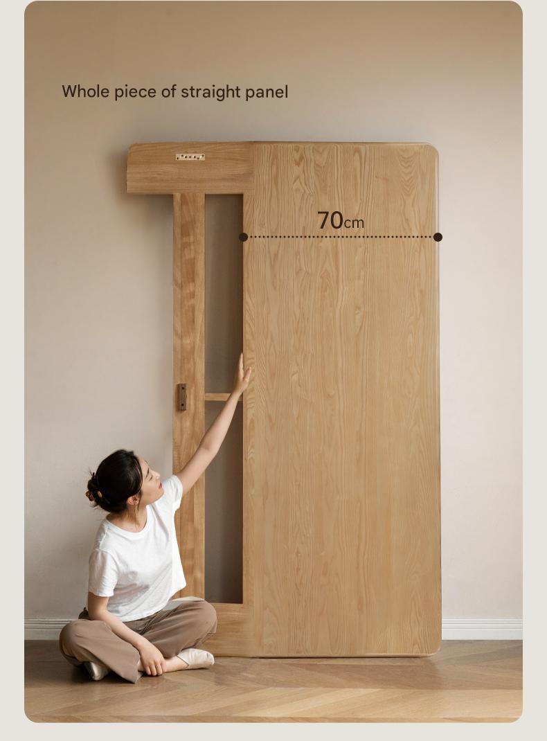 Ash Solid Wood Bed Simple High Headboard.