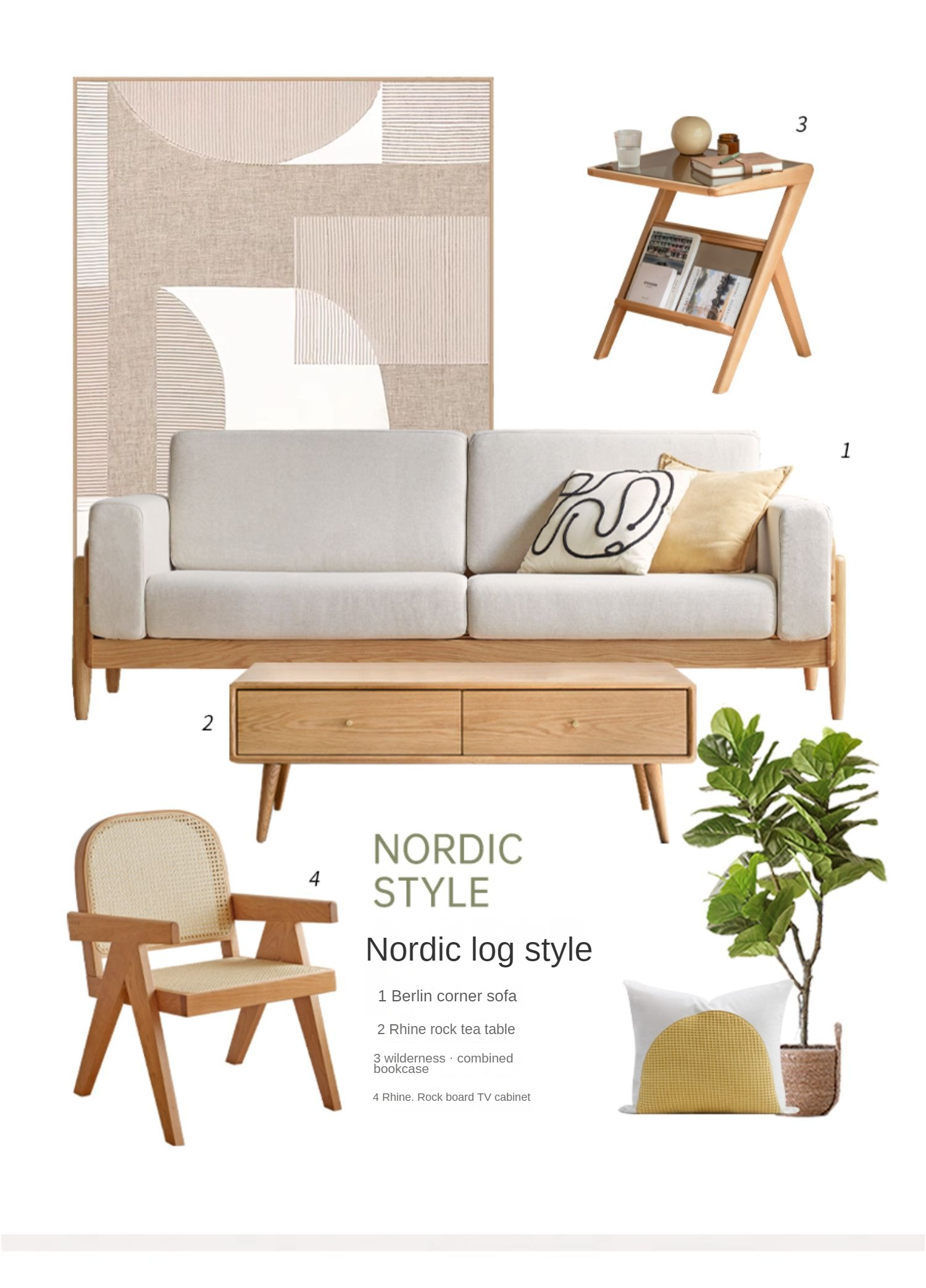 Beech Solid wood side glass creative corner)