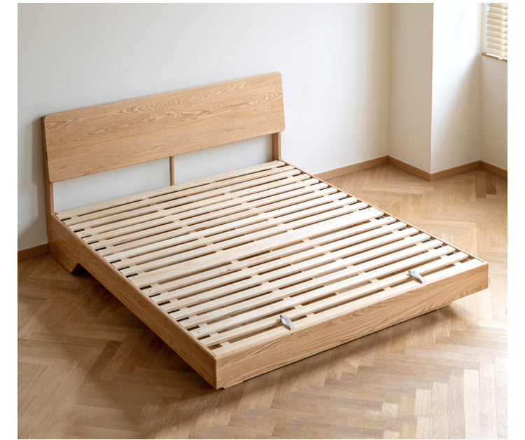 Oak,Black Walnut Solid Wood Suspended Luminous Box Bed