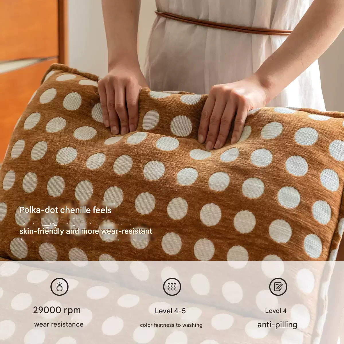 Fabric medieval style rocking chair.