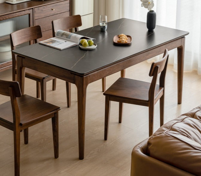 Black Walnut Solid Wood Rock Plate Dining Table