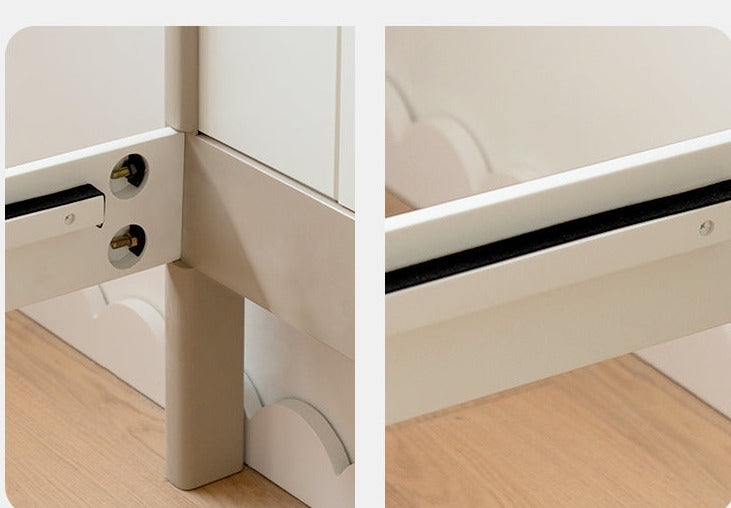 Poplar solid wood kids bed white cream<
