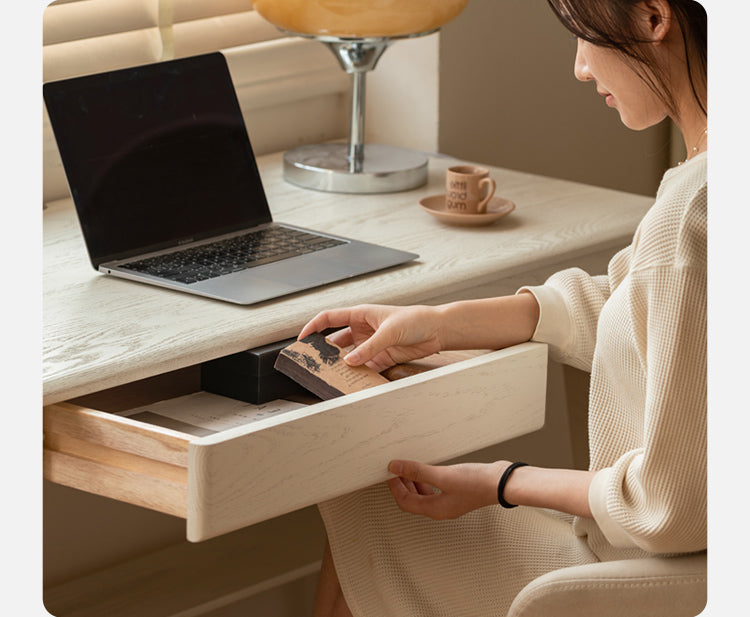 Oak, Solid Rubberwood Cream Wind Office Desk