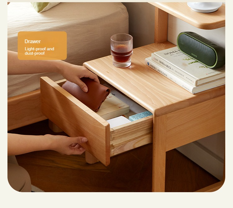 Beech Solid Wood Nightstand.