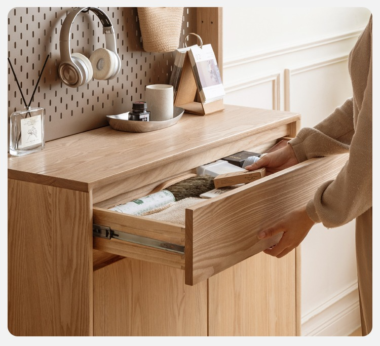 Ash, Oak Solid Wood Shoe Cabinet, Entrance Cabinet Combination Storage