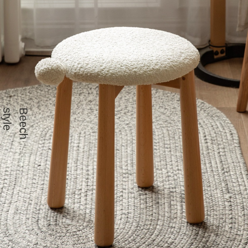 Bblack Walnut, Oak, Cherry, Beech, Sandalwood Solid Wood Makeup Stool