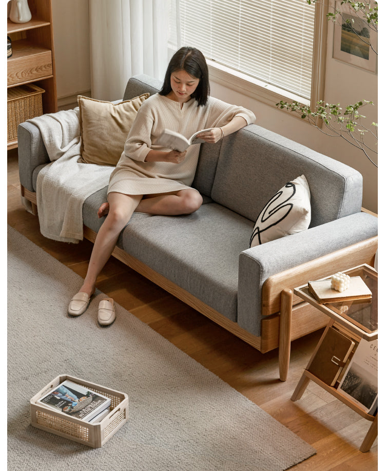 Ash Solid Wood Fabric Sofa.