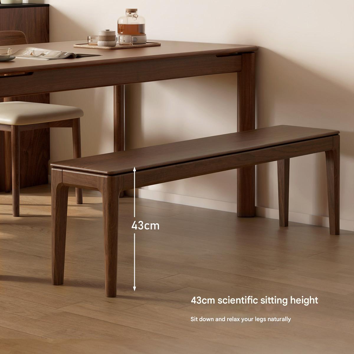Black Walnut, Oak Solid Wood Nordic Long Bench