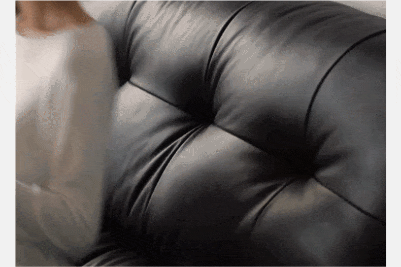 Leather Sofa First Layer Cowhide Black Sofa.