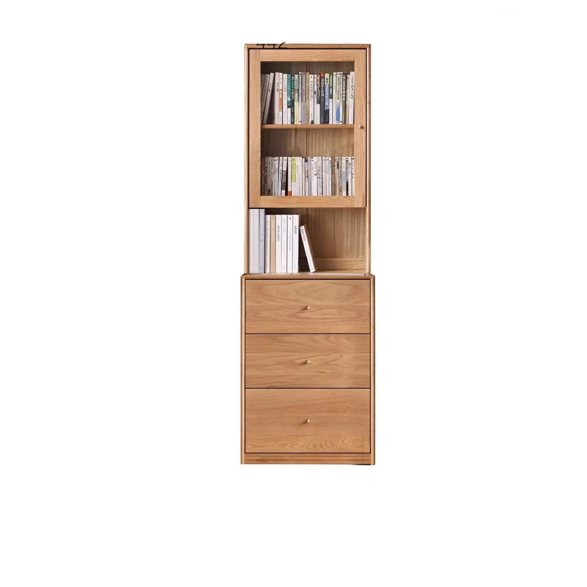 Floor-to-ceiling combination bookshelf, glass bookcase Oak"
